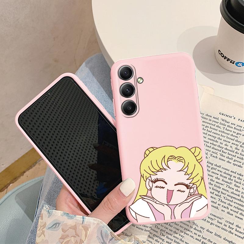 Husă roz din silicon moale cu model pentru fete pentru Samsung A55 M35 M34 S24 Xiaomi Redmi Note 13 Pro 13C Poco C65 iPhone 15 Husă de protecție rezistentă la șocuri