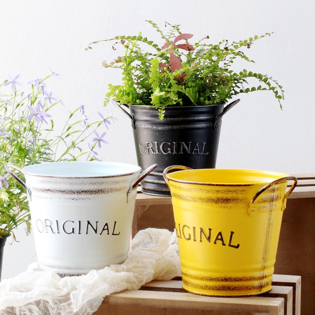 Vintage Double-Handled Iron Basin - Pansy Flower Pot with Retro Distressed Lettering for Garden Decoration