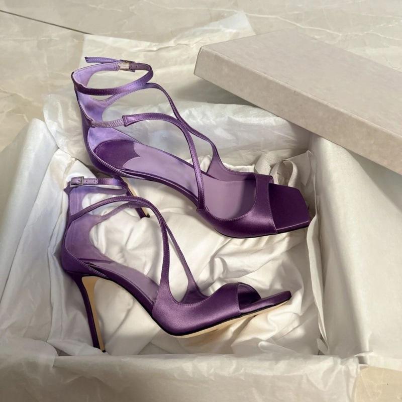 Fashion Star style Purple Satin Women Sandals Sexy Narrow Band Ankle Strap Stiletto High heels Gladiator Sandalias Summer Banquet Shoes