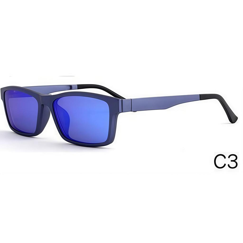 2076 New Large Square Frame Magnetic Clip-On Men's Polarized Sunglasses - Multi-Color Options