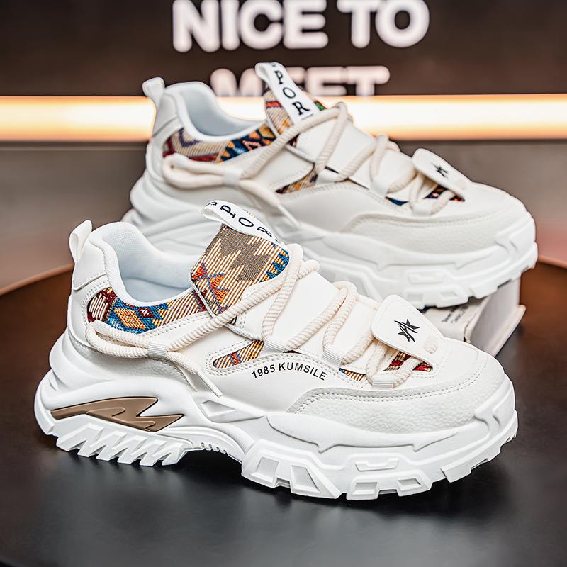 BY spring new mesh platform casual men's shoes dad shoes white card, white red white