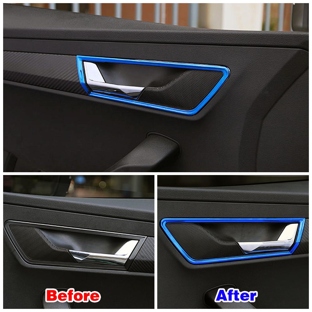 For Skoda Karoq 2017-2024 Car Interior Mouldings Inner Door Handle Bowl Frame Cover Trim Stainless Steel Decoration Sticker