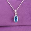 Marquise Natural Swiss Blue Topaz Sisters Gift Ethnic Pendant Jewelry 925 Silver PP-59-1