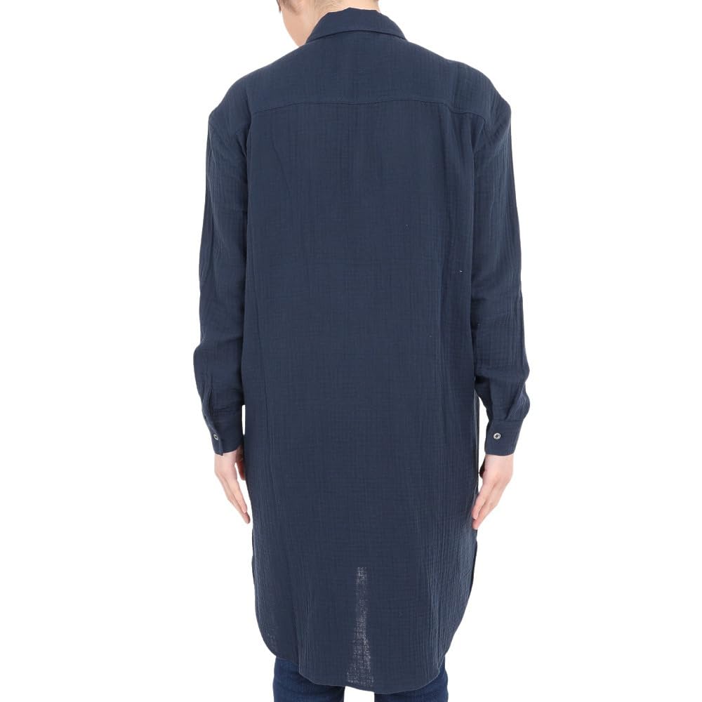 Aigle Cotton Gauze Long Shirt Dress ZEFAI67 Dark Navy Women's (Official)