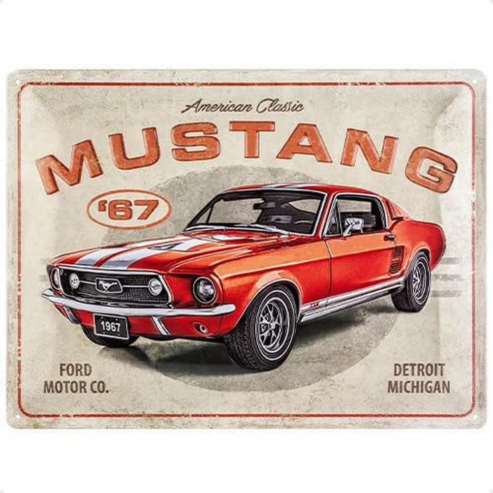 Car Motorcycle Racing Metal Tin Signs Mustang Poster Plate Wall Decor for Bars Game Room Man Cave Cafe Club Retro Posters Plaque