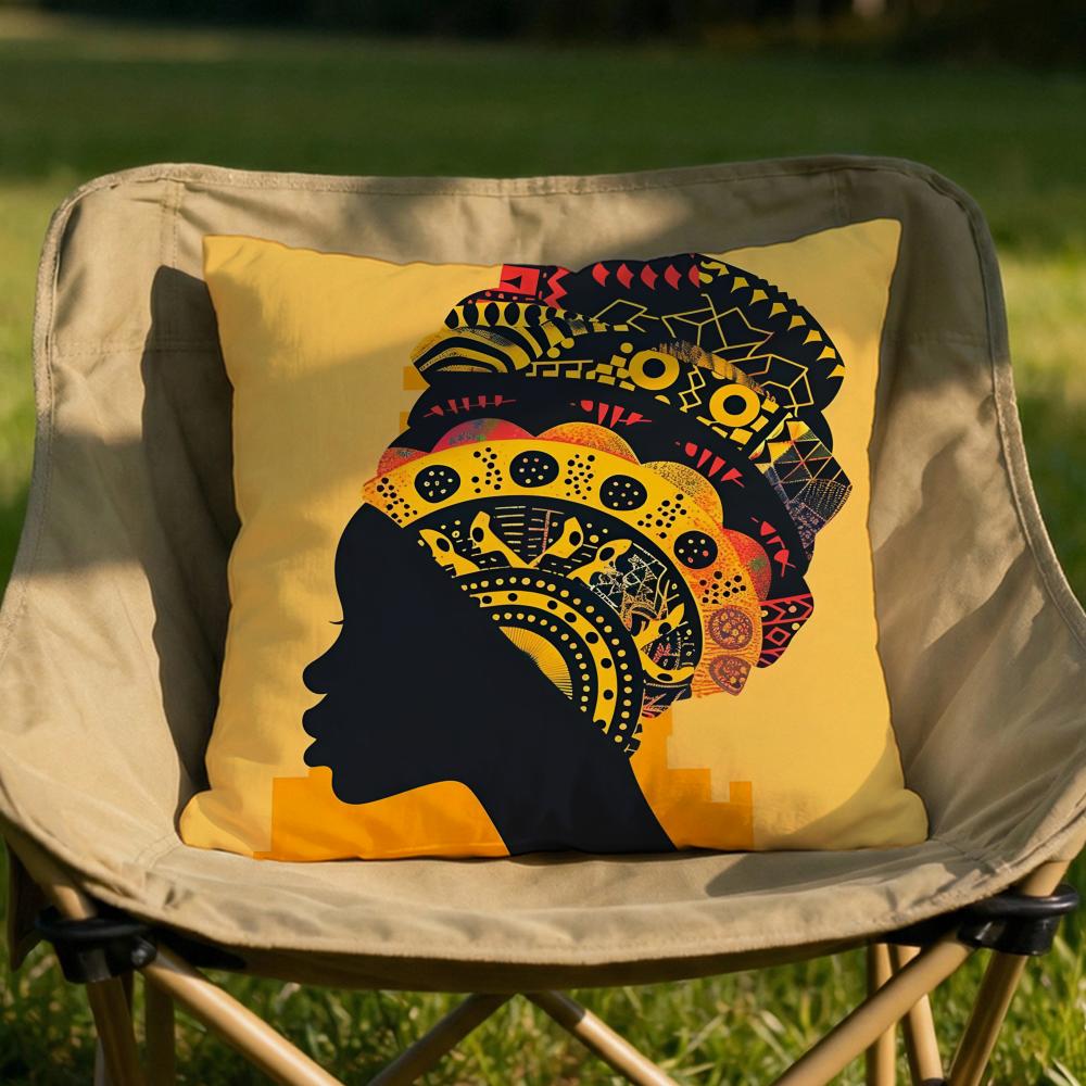 African American Woman Cushion Cover Soft Reversible  Durable Pillow Cover  MultiScene Use for Home  Car Daily Comfort