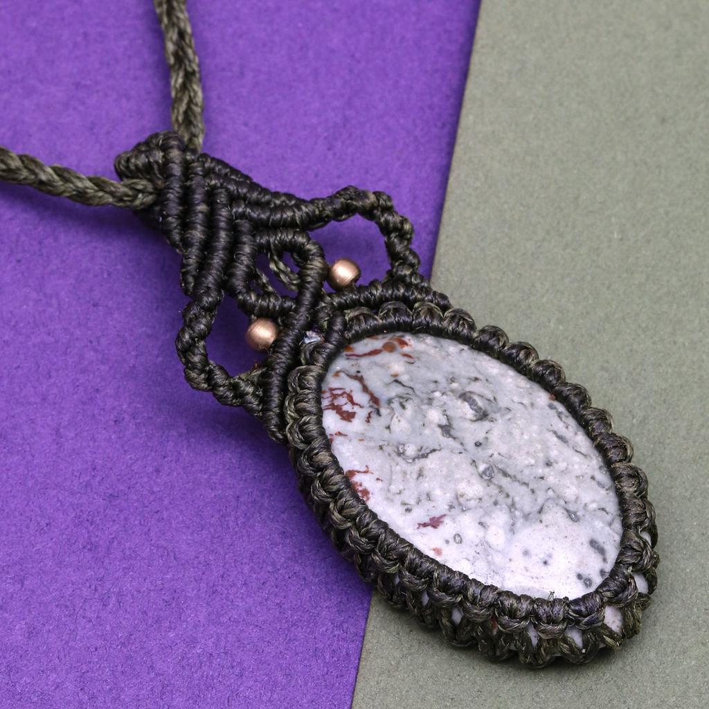 Jasper Macrame Handmade Necklace Gemstone Jewelry Thread 20-36''Ad Pendant