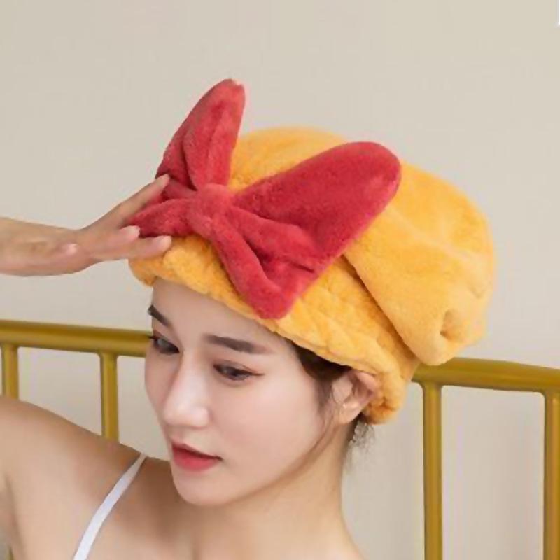 Bowknot Quick-Dry Super Absorbent Hair Cap for Women - Thick, No-Shed Adult Shower Towel