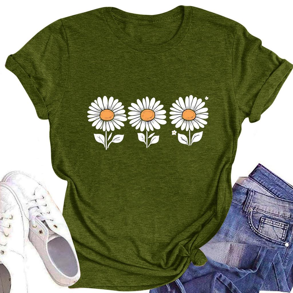 Children's Printed Round Neck Short-sleeved T-shirt Top
