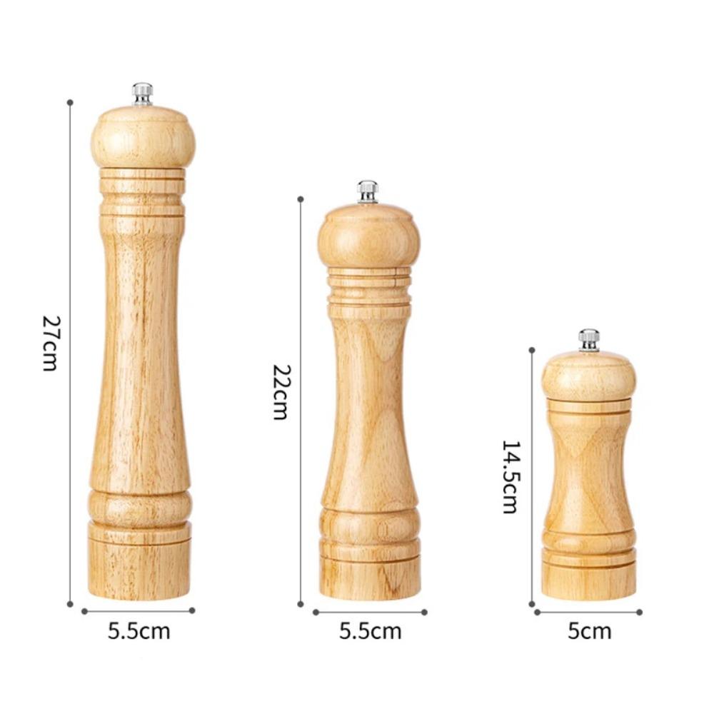 5/8/10 Inch Solid Wood Salt and Pepper Mills Spice Grain Grinder Kitchen Tools Mills with Adjustable Ceramic Grinding Core