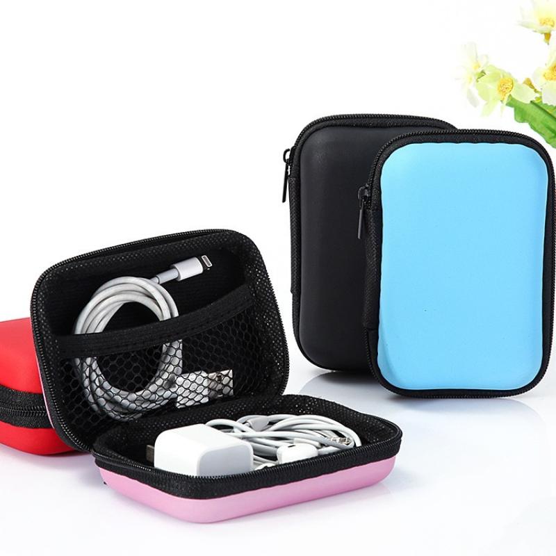 1Pc Portable Mini Tech Accessory Organizer Bag, Eva Hard Shell For Earbuds, Usb Drives & Chargers Home & Travel Organization