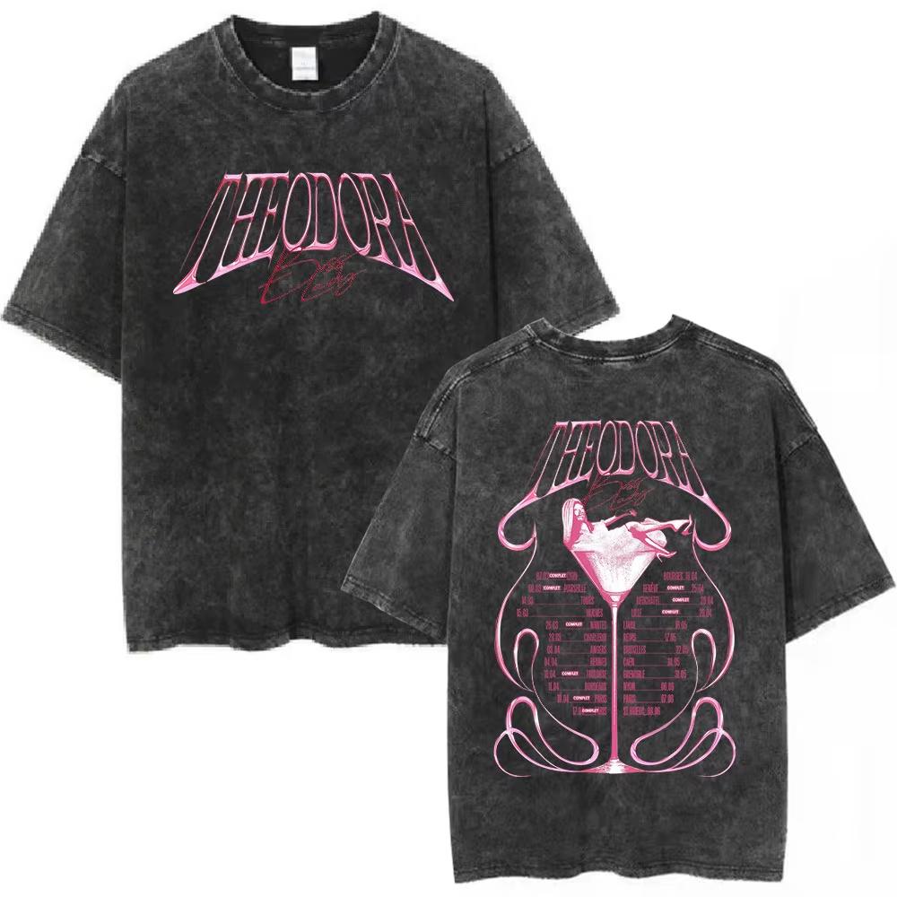 Washed Vintage Rapper Theodora Mega Bbl Graphic T Shirt Men Women Hip Hop Fashion Tshirt Casual Oversized Short Sleeves T Shirt