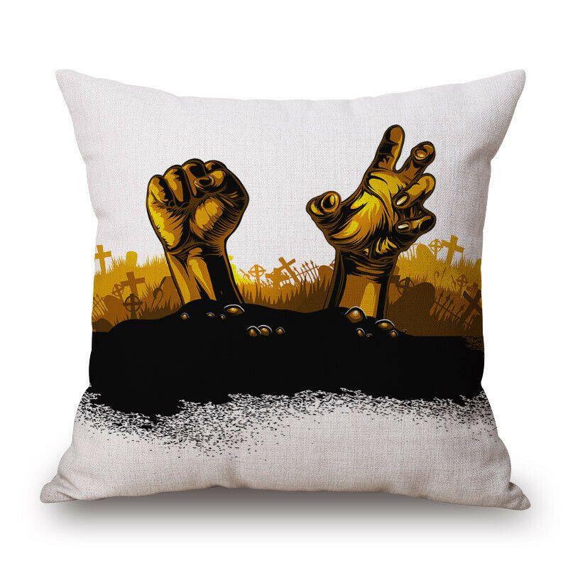 Cotton Linen Halloween Sofa Decor Cushion Cover With Stylish Pumpkin Design