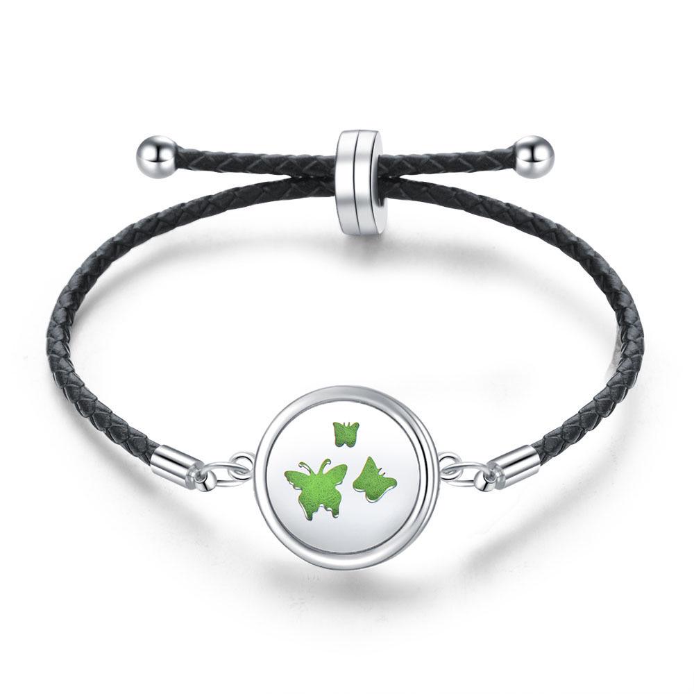 Women's Adjustable Braided Leather Aroma Diffuser Tree of Life Bracelet