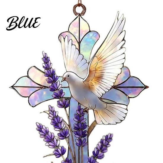 Indoor Outdoor Hanging Decor Acrylic Peace Pigeon Lavender Ornament Sun Catcher for Window Porch Garden Stained Glass Decoration with Sunlight