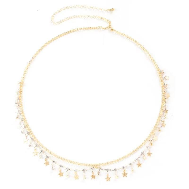 European and American Accessories, Spicy Girl Handmade Star Pendant Waist Accessories, Sexy Beach Bikini Multi-layer Tassel Waist Chain for Women