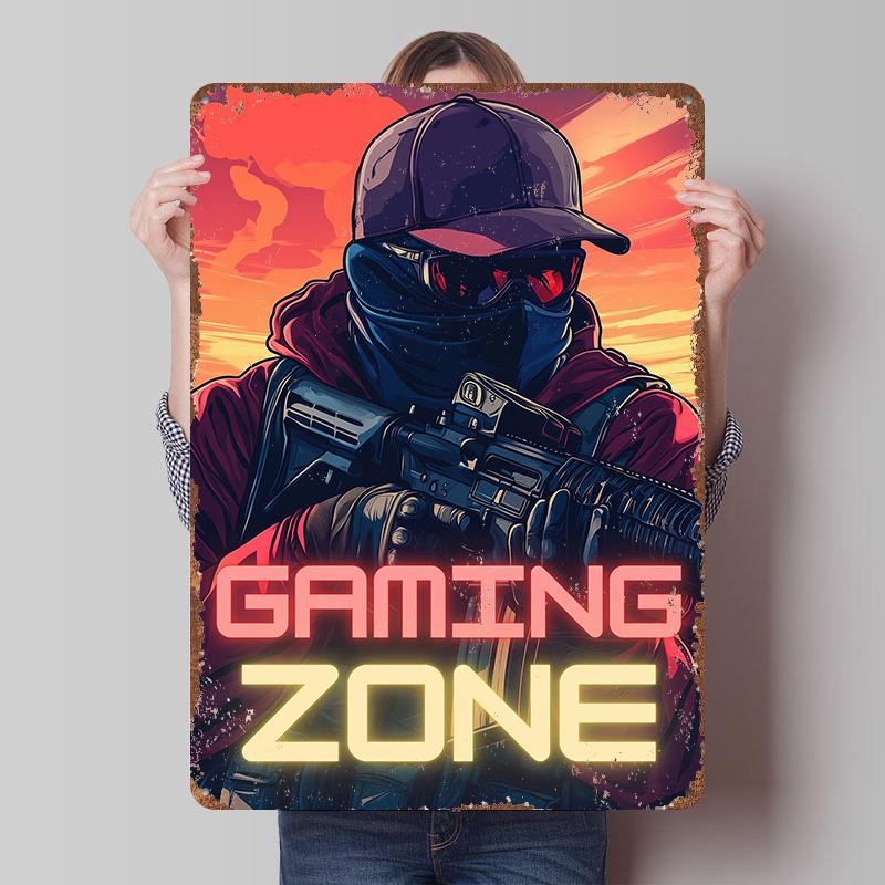 

Gaming Zone Urban Operative Gamer Art Tinplate Poster Customized Wall Art Vintage Retro Metal Signs for Man Cave Office Decor 7.9x11.8In(20x30cm)