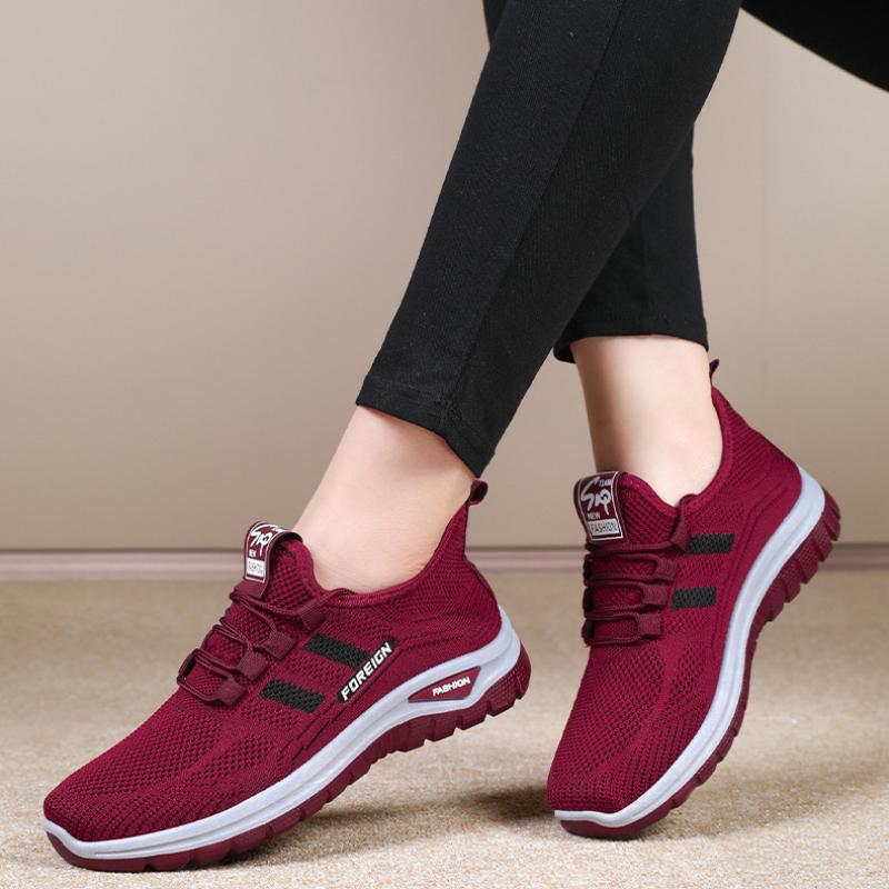 Damenschuhe Outdoor Atmungsaktive Mesh-Schuhe Modische Freizeitschuhe Low-Top Sportschuhe für Frühling und Herbst