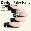 Hot Girl Extra Long French False Nails with Planet Point Design