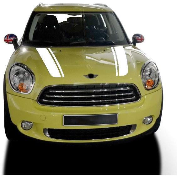 

Hood Decal Bonnet Racing Stripes Engine Cover Vinyl Stickers for BMW Mini Cooper Countryman R60 2010-2016 Accessories (Gloss White) Gloss White