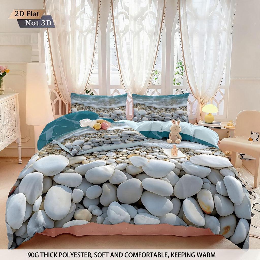 TEMU Starfish Shell Beach Ocean 3-Piece Duvet Cover Set