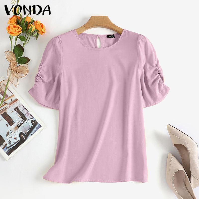 

VONDA Летние женские пышные повседневные топы с короткими рукавами, блузка