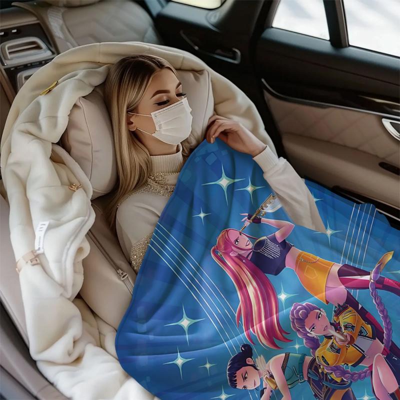 K-Pop Demon Hunters Fan Gifts Blanket Anime Flannel Throw Blanket Suitable Home Leisure Camping Travel Multifunctional Blanket