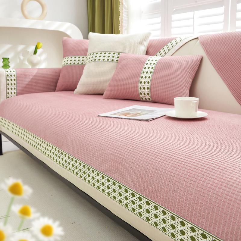 Solides Mais samt Sofa Kissen Anti-Rutsch Spitze Rand Universal Alle Jahreszeiten Moderne Couch Abdeckung