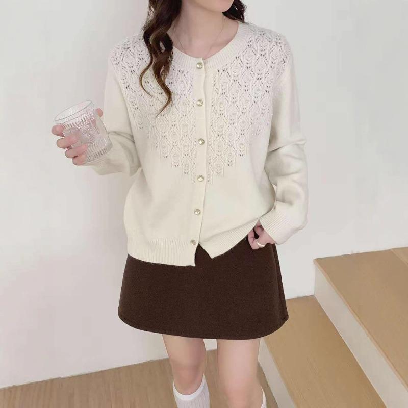 Hollow Knitted Cardigan Top Women's New High-end Design Sense Lazy Wind Soft Waxy Casual Versatile Sweater Jacket