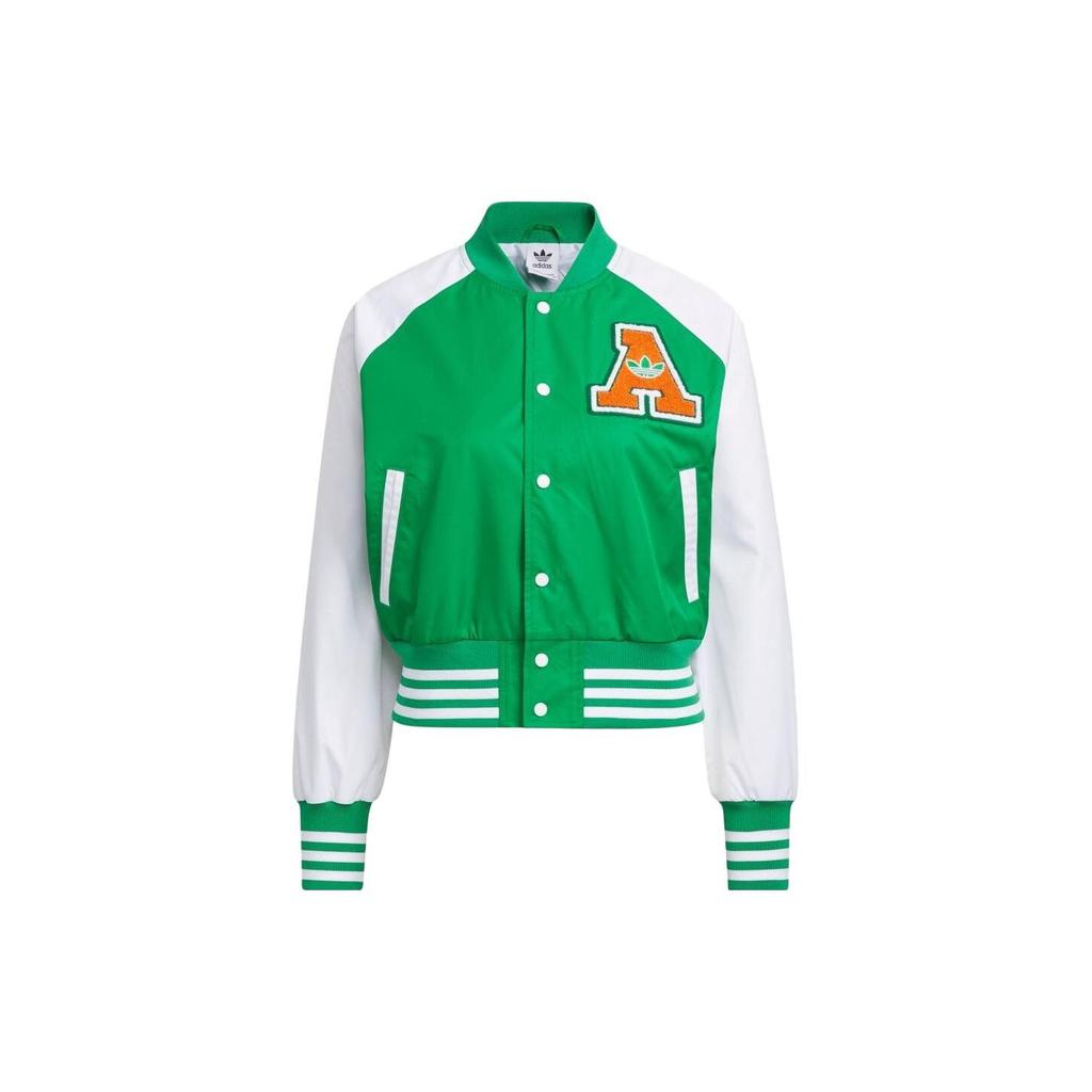 Adidas Originals Color Block Striped Retro Sports Zip Jacket Women Jackets Green IU4769