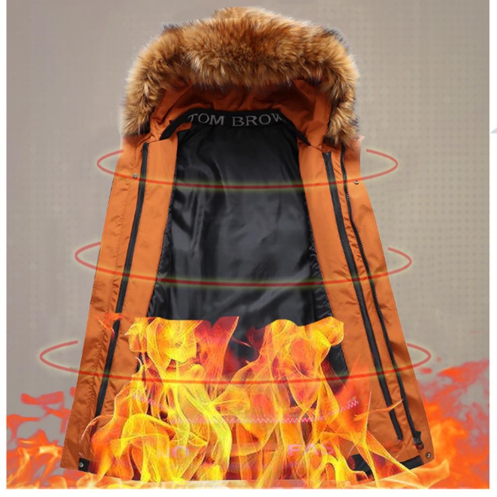 Men's Autumn and Winter Plus Size Padded Thickened Outerwear Medium-length Hair Collar Loose Warm Parker Coat