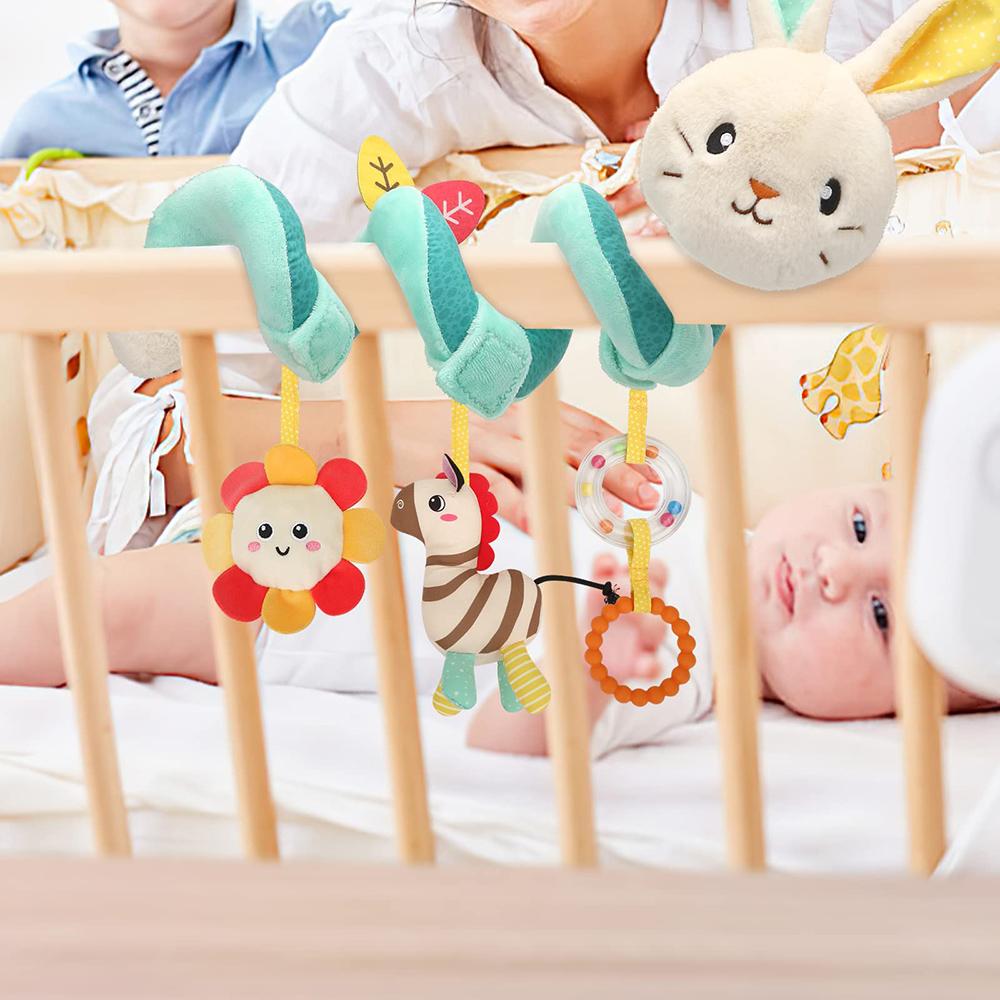 Car Seat Toy for Baby Infant Spiral Plush Toys Stroller Toys Hanging Crib Activity Toy Bed Stroller Rattle for Newborns Gifts
