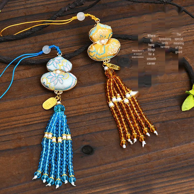 Handmade DIY Car Pendant Kit: Brocade Gourd Hanging Ornament Souvenir