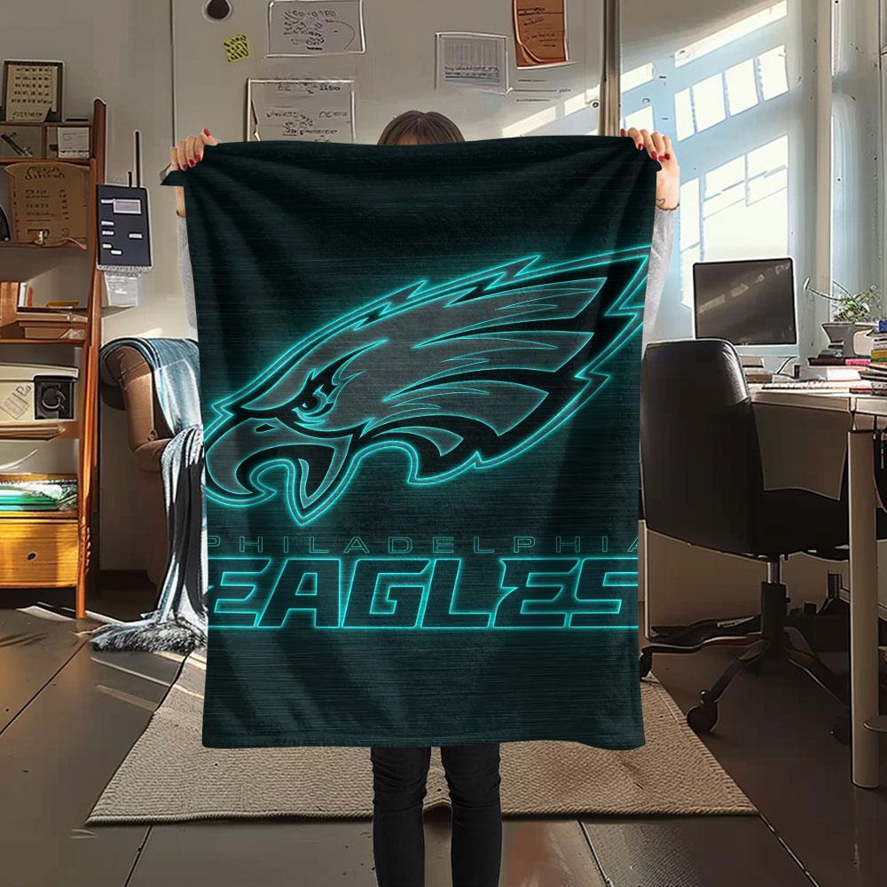 Philadelphia Eagles Printed Flannel Blanket, soft throw for bedroom sofa, washable, fan merchandise, great gift.