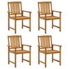 Garden Chairs with Cushions 4 Pcs Solid Acacia Wood
