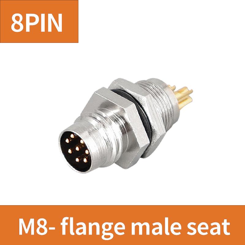 5/10PCS  M8 Flange Mounting Sensor Connector Waterproof Male And Female Plug Threaded Couplings 3 4 5 6 8 Pin A Type Connector