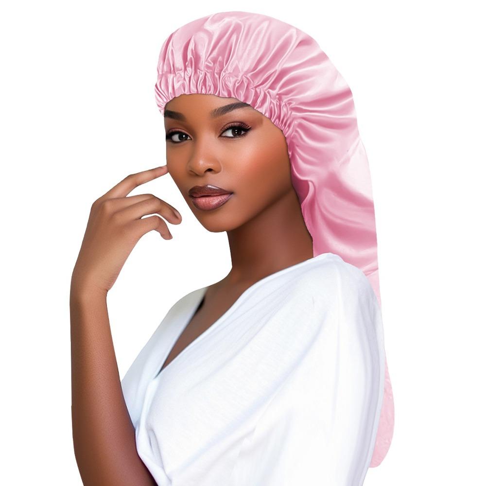 Polyester Sleep Cap Long Length Hair Bonnet Soft Texture Hair Cap Beauty Care