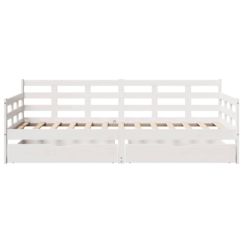Daybed with Drawers White 90x200 Cm Pine Wood