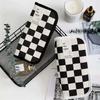 1pc-Black Checkerboard Grid Large High Value Storage Pencil Bag Stationery Box