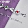 CHSHINE 925 Sterling Silver Heart Color Crystal Chain Bracelet For Women Wedding Fashion Jewelry