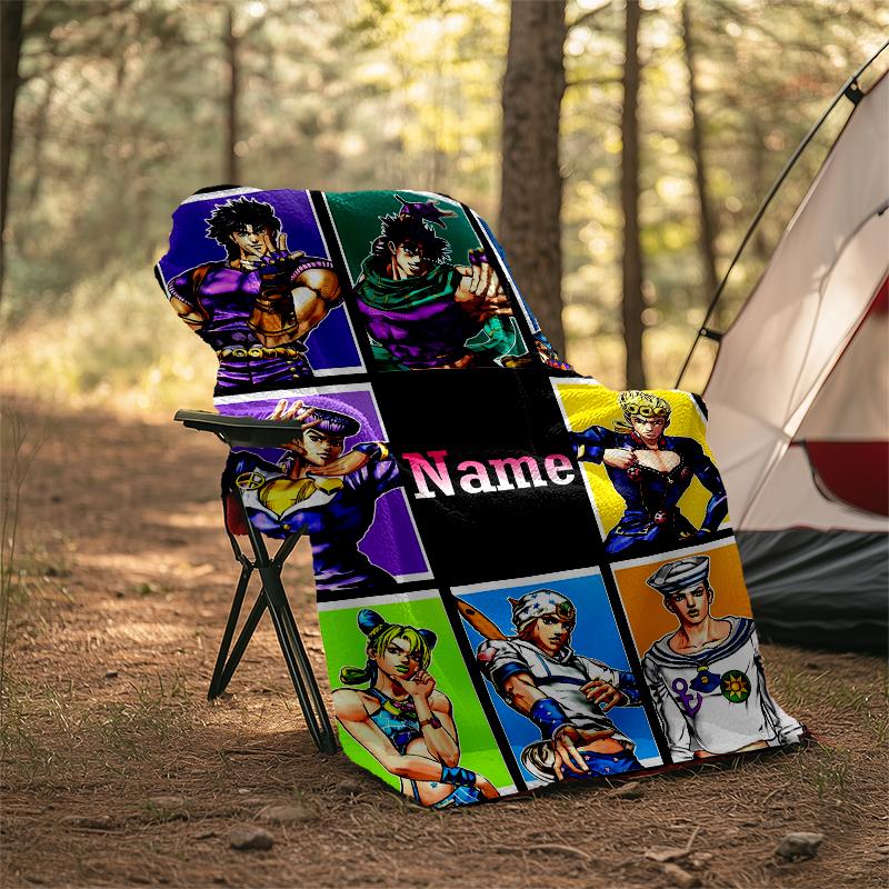 Personalized Custom Name Blanket - JoJo's Bizarre Adventure Print Design,Blanket for Sofa,Bed,Travel,Camping - Soft and Warm, Great Gift