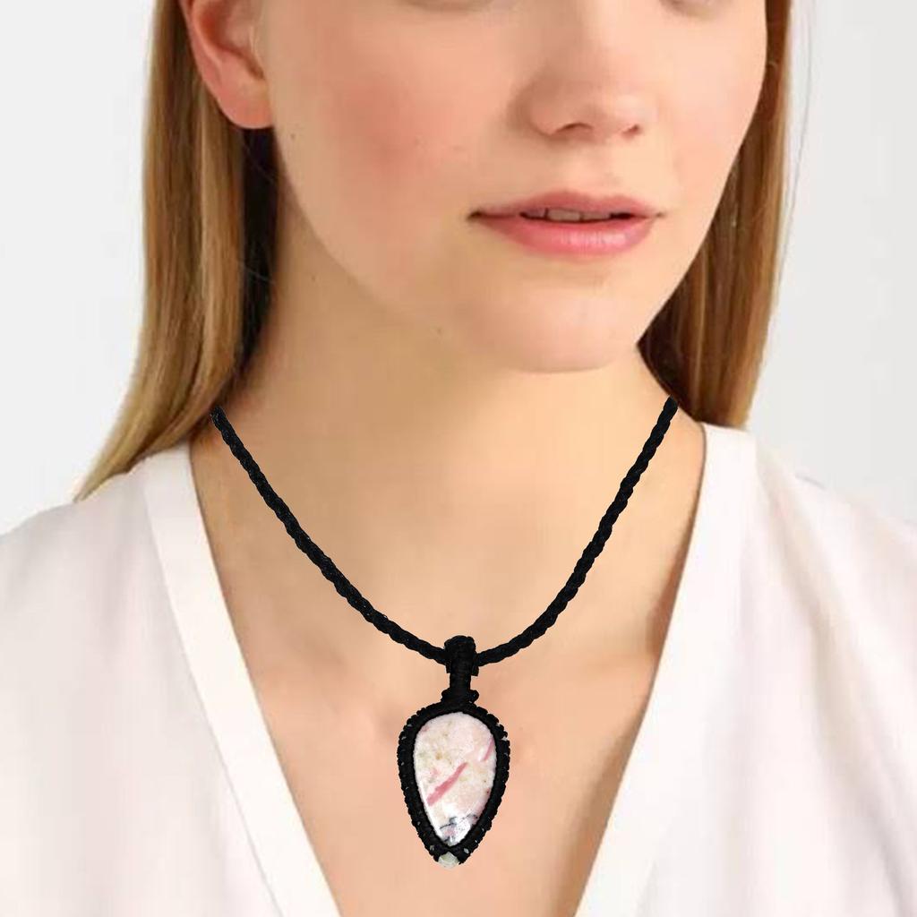 Macrame Pink Opal Thread Gemstone Handmade Jewelry 20-36''Ad Ethnic Necklace