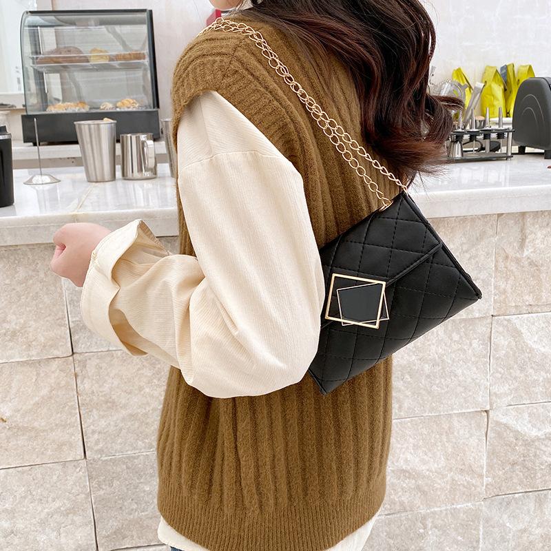 Diamond Embroidered Grid One Shoulder Bag for Women  Small Square Bag  Casual Crossbody Bag  High-end Feeling  New Fashion