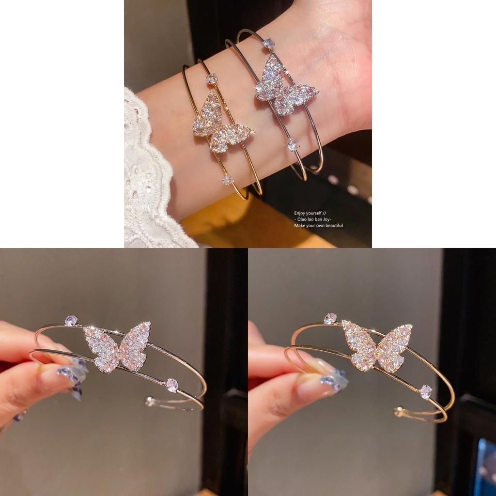 Butterfly Zircon Pendant Bracelet With Cubic Copper Design For Elegant Fashion Accessory
