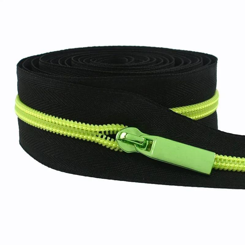 Meetee 10/20M 5# Nylon Zippers Tape + Zipper Slider Puller for Sewing Bag Shoes Garment Zips Repair Sew Crafts DIY Accessories