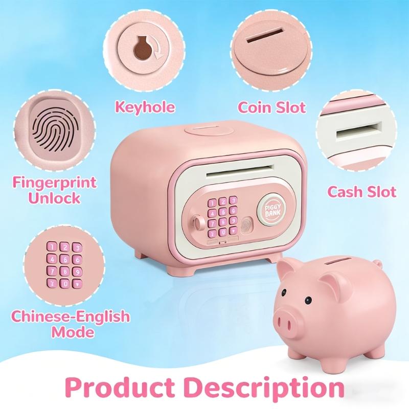 Piggy Banks with Fingerprint Password Electronic Cash Coin Banks Money Saving Box Birthday Gift for Boy Girls