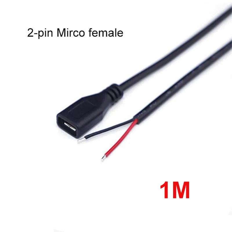 0.3m 1m Micro USB 2.0 type A Male Female Jack DIY Extension repair Cable 2/4 Pin Core Wire Data Charger Power Cord Connector