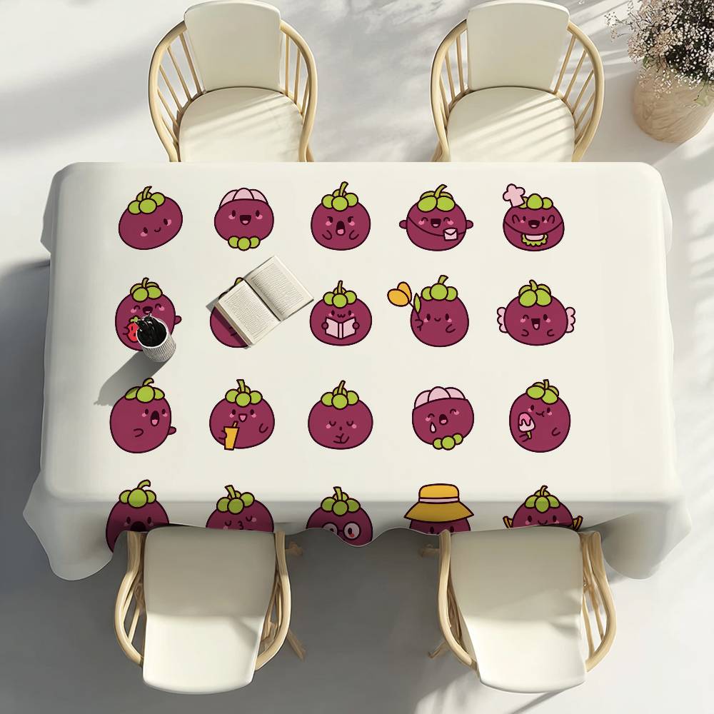 Fruit Mangosteen Table Cloth Home Party Picnic Dining Room Kitchen Patios Stain-Proof Polyester Table Cloth