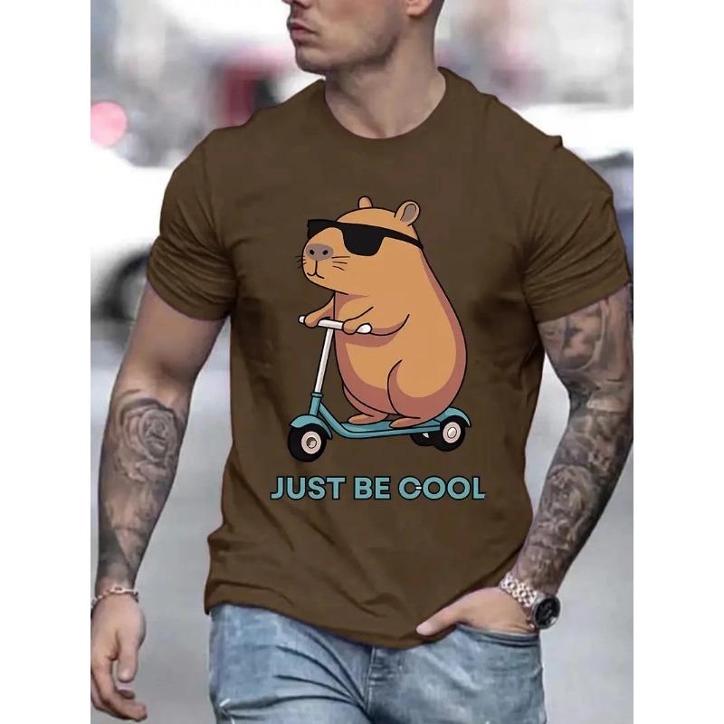 Zomer Rond Hals 3D Capybara Grafische Print Top Modieuze Casual Korte Mouw Heren T-shirts