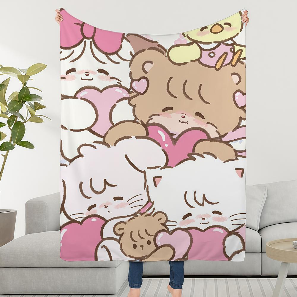 Blanket Throw Cat Super Cosy Plush Living Room Carton Sofa Couch Kawai Childish M-MikkoS-ES Birthday Gifts